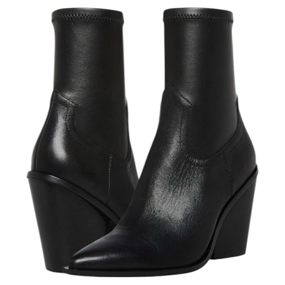 Steve Madden Alecia Western Booties Block Heel Pointed Toe